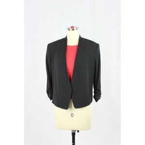 Aritzia BABATON Power Waist Black Crepe Open Cropped Blazer Jacket, Size 4